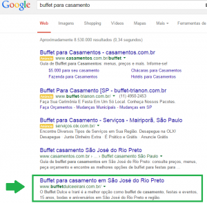 Busca no Google por buffet casamento