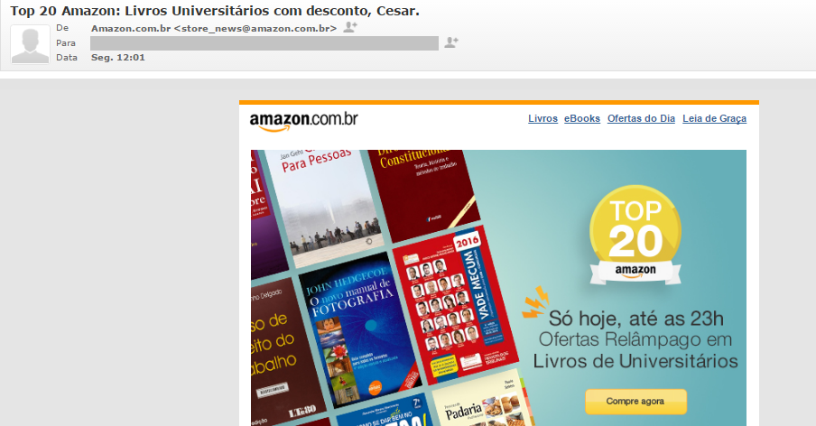 Email Marketing recebido da Amazon