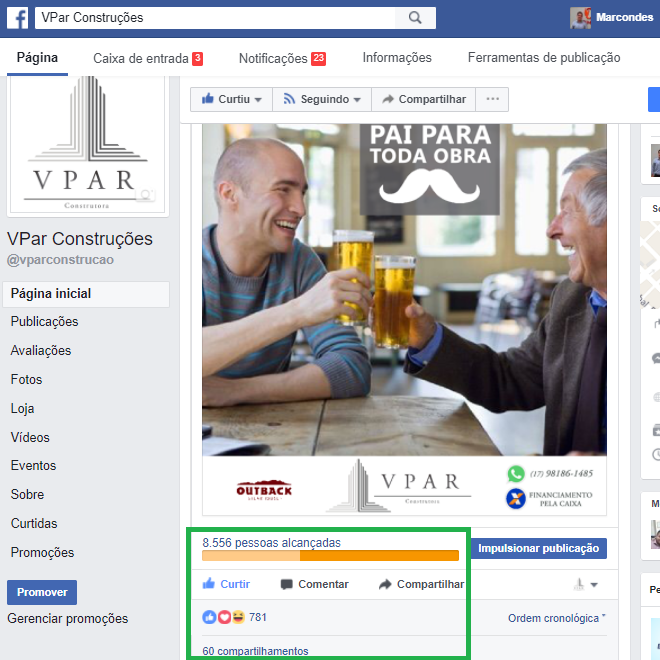 Resultados Promoção VPAR no Facebook