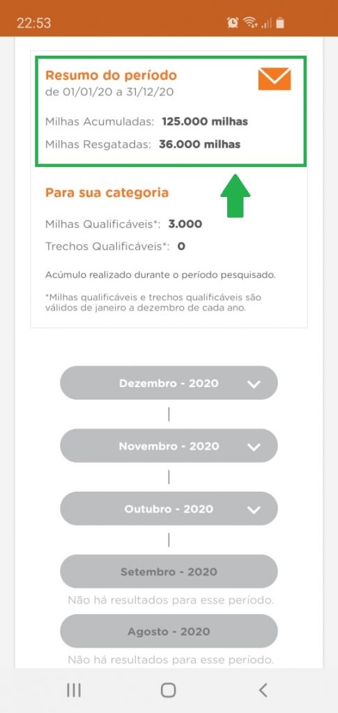 Tela programa Smiles com 125 milhas e resgate em 28/1/2021